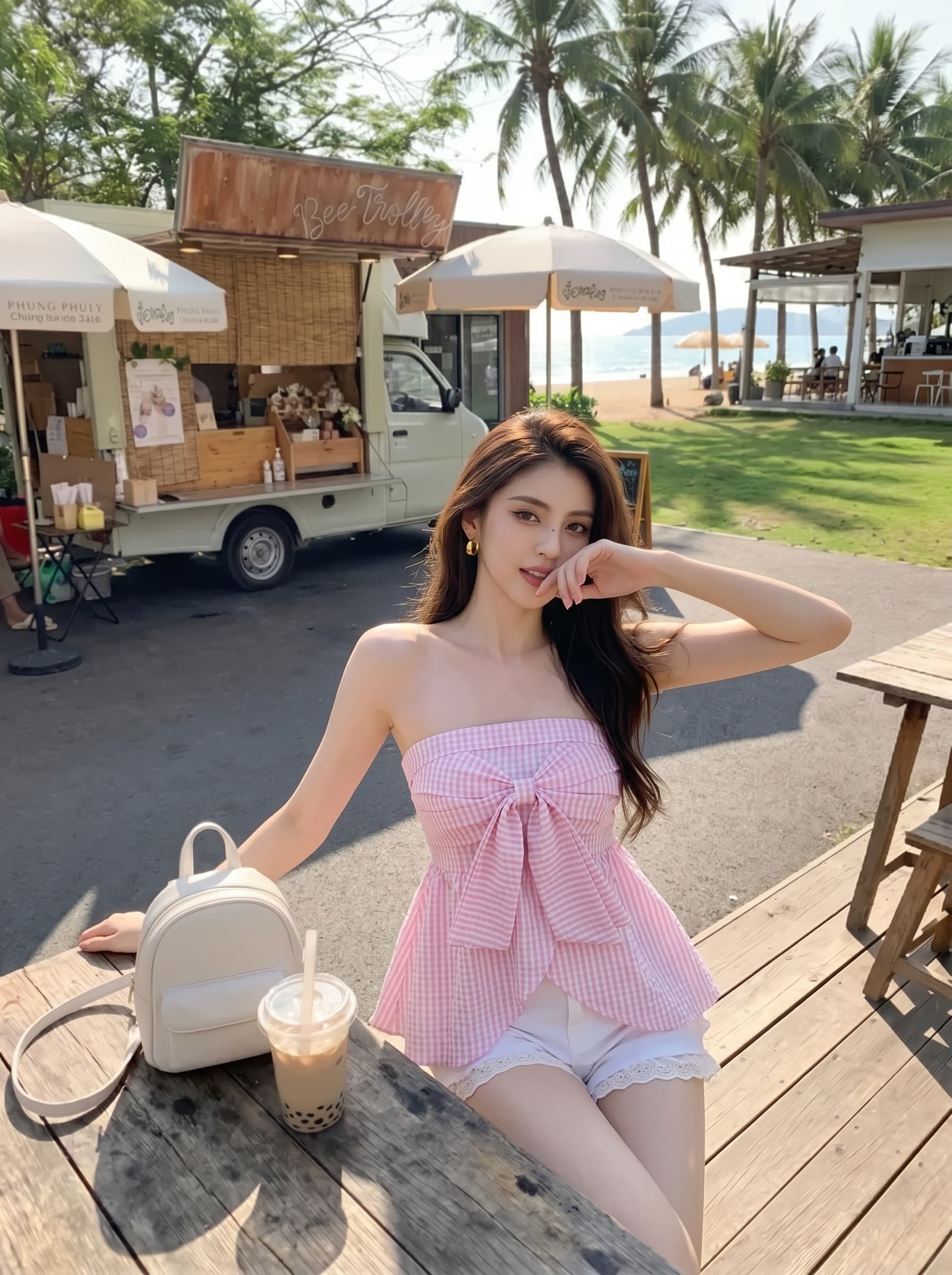 실사 정가 배색 체크무늬 튜브탑 나비 넥타이 순수한 욕망 허리 수축 작은 대중 몸매 가꾸기 벨트 가슴 패드 튜브탑 맨위 상세 이미지 1