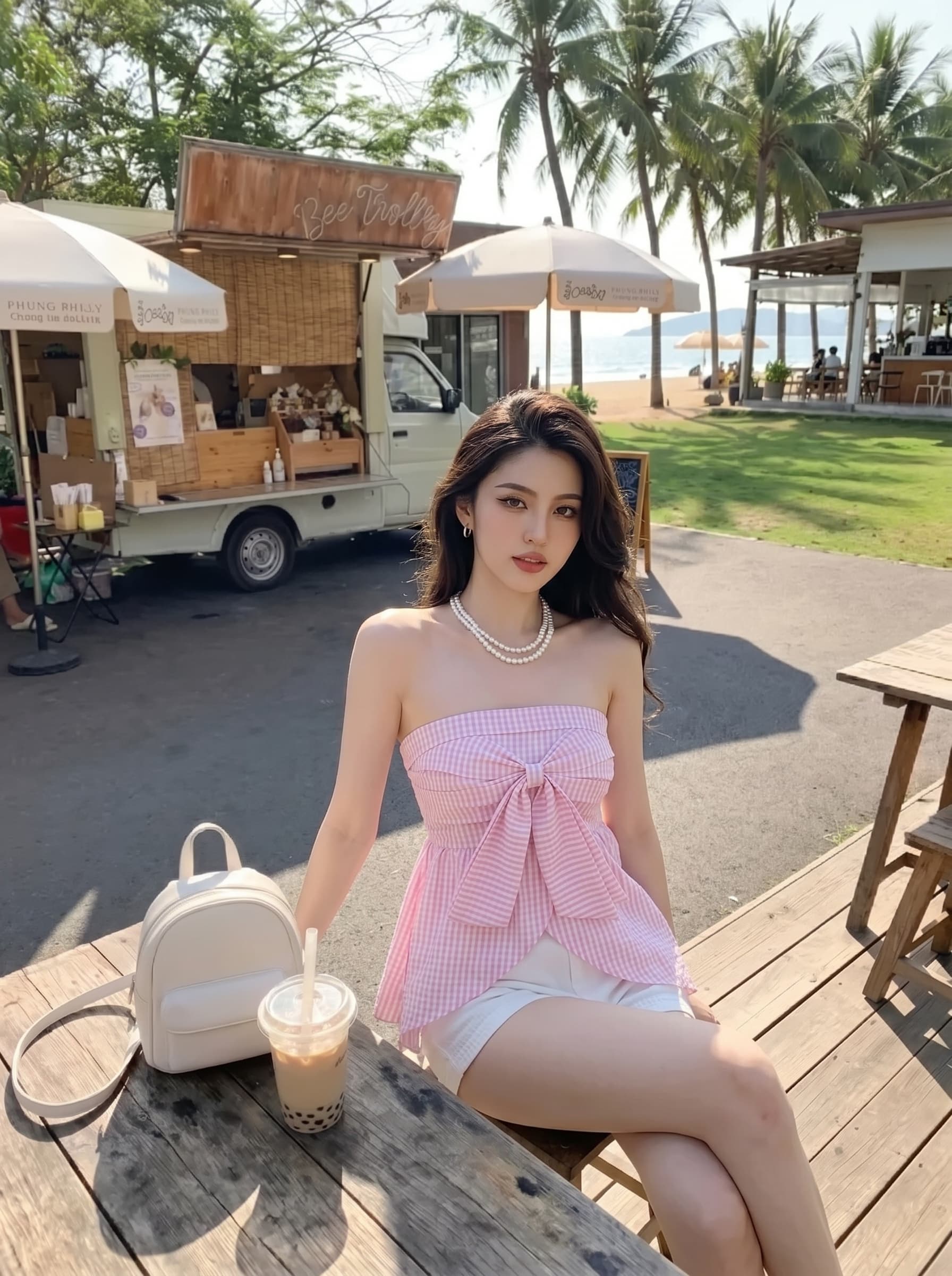 실사 정가 배색 체크무늬 튜브탑 나비 넥타이 순수한 욕망 허리 수축 작은 대중 몸매 가꾸기 벨트 가슴 패드 튜브탑 맨위 상세 이미지 3