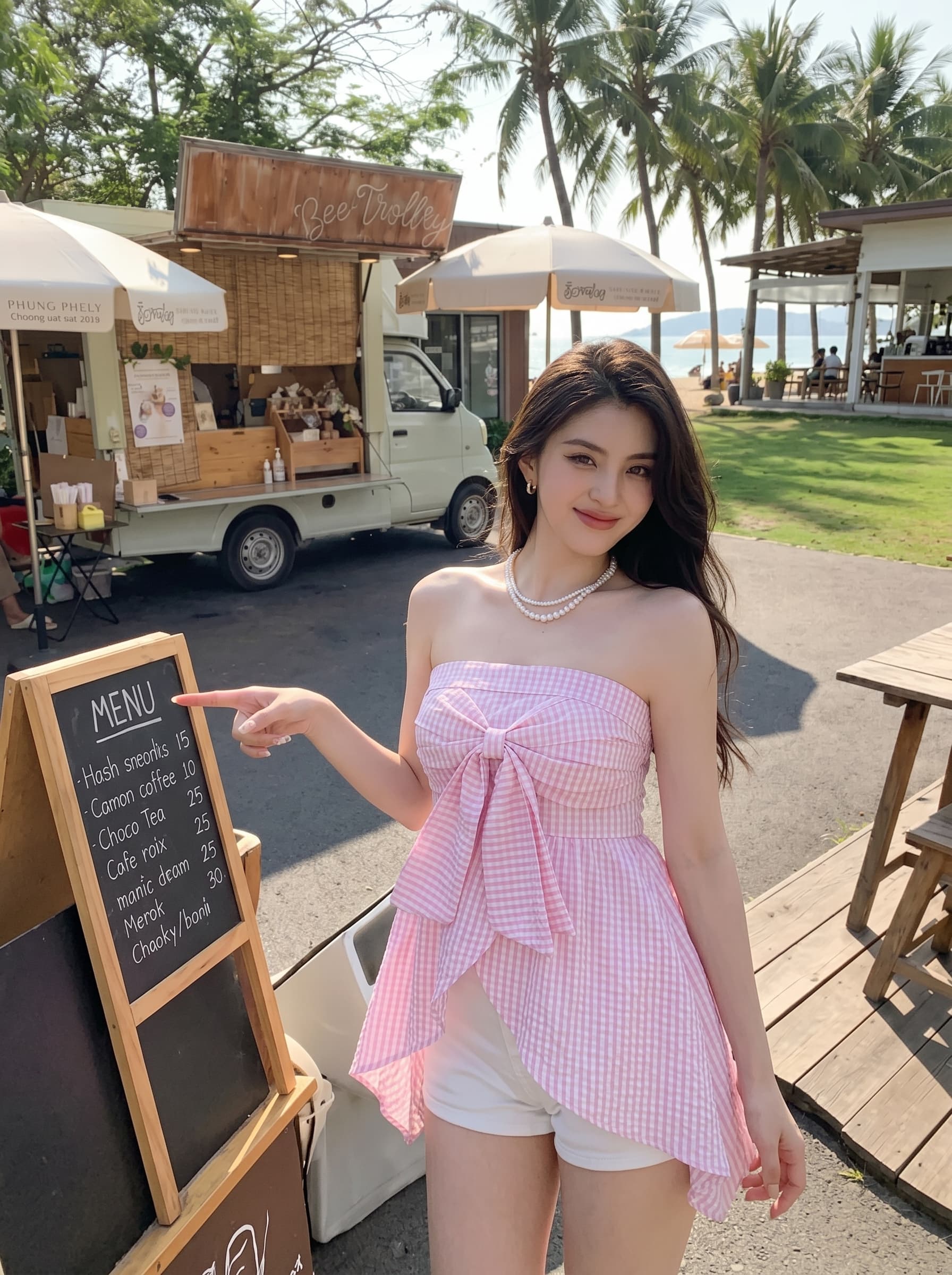 실사 정가 배색 체크무늬 튜브탑 나비 넥타이 순수한 욕망 허리 수축 작은 대중 몸매 가꾸기 벨트 가슴 패드 튜브탑 맨위 상세 이미지 5