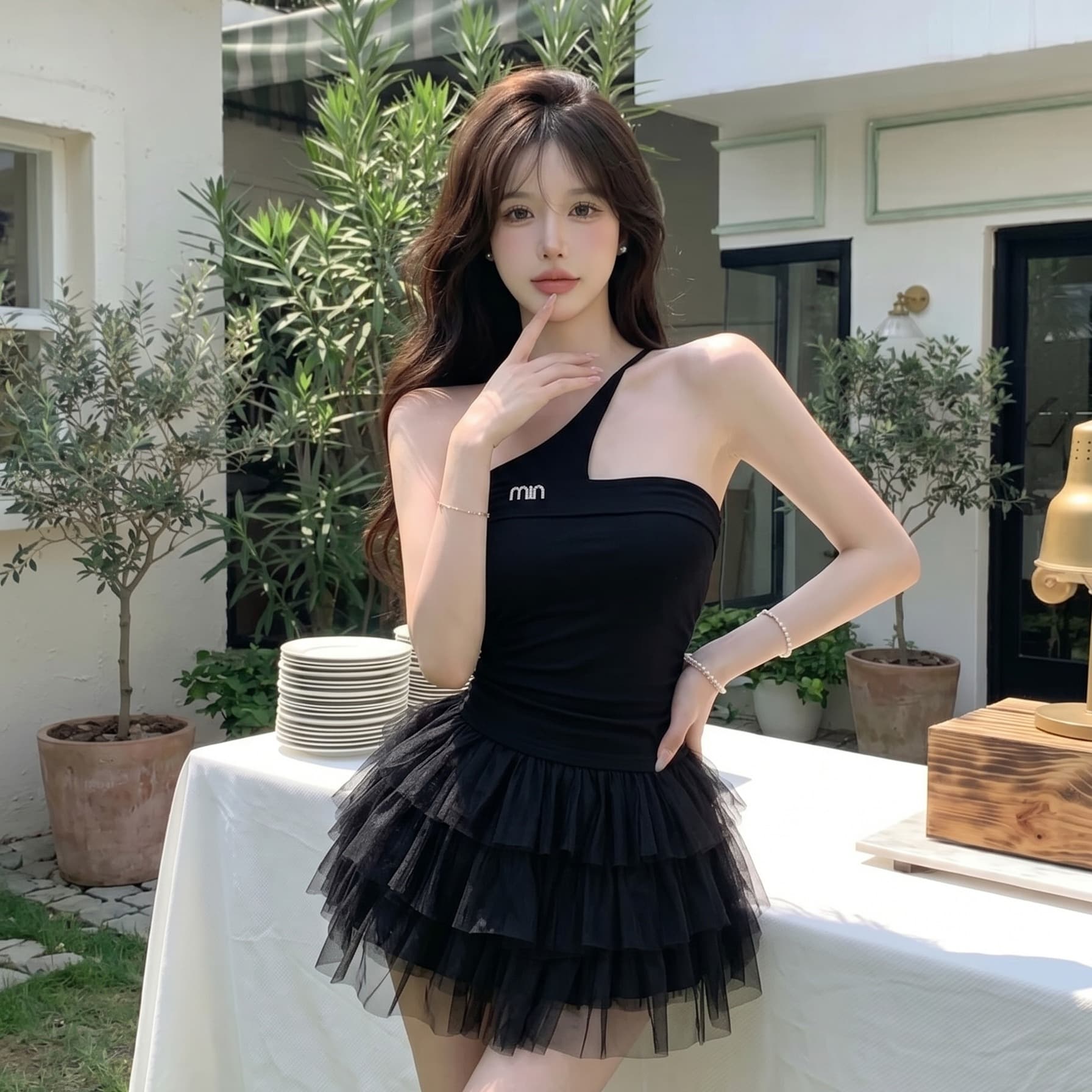 실사 정가 2026 여름 새로운 허리 수축 슬림해 보이는 순수한 욕망 바람 디자인 센스 민소매 조끼 이미지 5