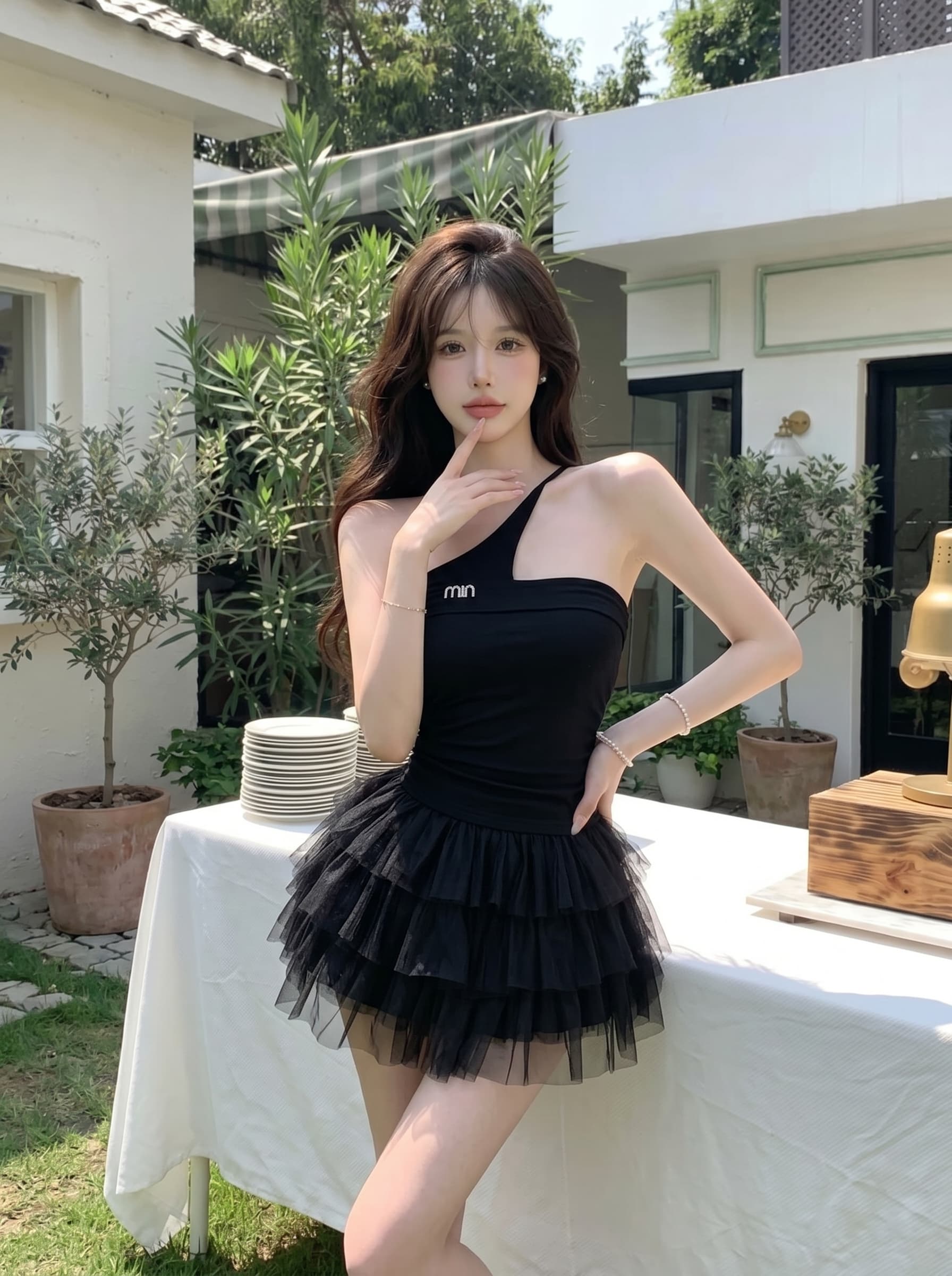 실사 정가 2026 여름 새로운 허리 수축 슬림해 보이는 순수한 욕망 바람 디자인 센스 민소매 조끼 상세 이미지 5