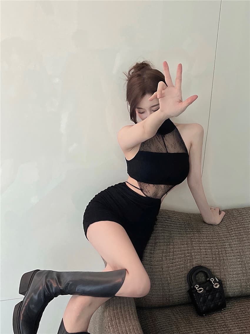 실사 2026 다용도 품격 달콤한 매운맛 순수한 욕망 타이트 종류 미니 스커트 섹시함 시스루 레이스 조각 이슬 허리 드레스 상세 이미지 10