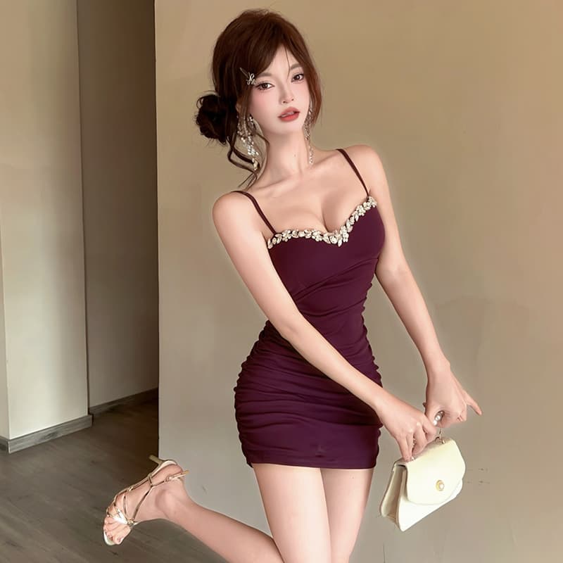 실사 프랑스식 레트로 섹시함 튜브탑 주문 훈련 슬립 여성 드레스 여름 작은 키 허리 수축 타이트 스커트 예복 치마 상세 이미지 2