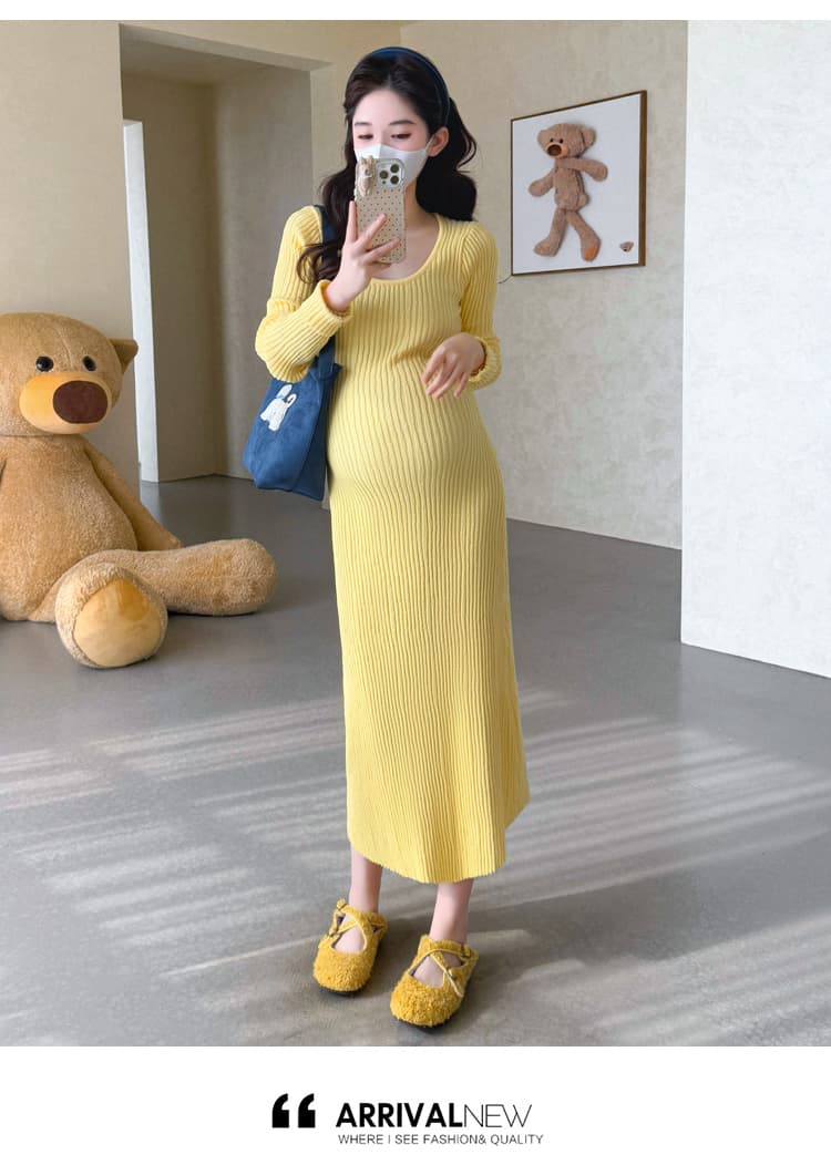 실사 새로운 출산 착용 몸매 가꾸기 슬림해 보이는 임산부 스웨터 드레스 한국 스타일 임산부 기본 셔츠 빅 사이즈 임산부 겨울 의류 상세 이미지 22
