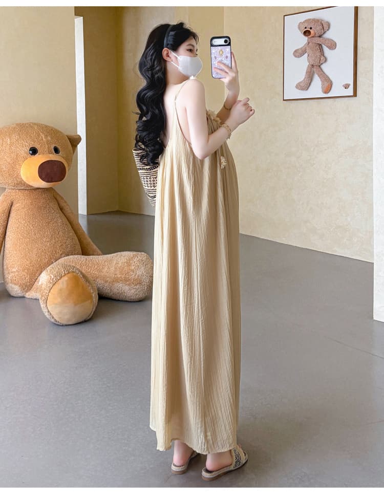 실사 새로운 인터넷 유명인 임산부 여름 드레스 빅 사이즈 쉬폰 임산부 슬립 드레스 작은 열림 셔츠 투피스 세트 임산부 세트 상세 이미지 25