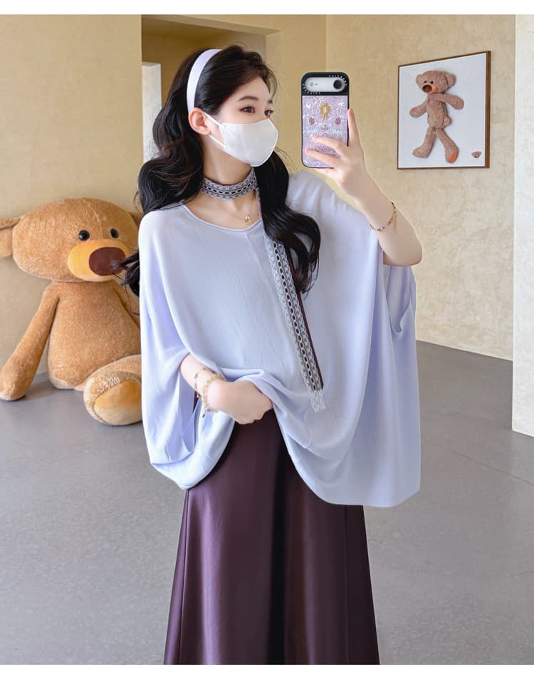 실사 새로운 한국 스타일 출산 착용 아세트산 새틴 임산부 슬립 드레스 얼음 실크 맨위 투피스 세트 임산부 세트 상세 이미지 19