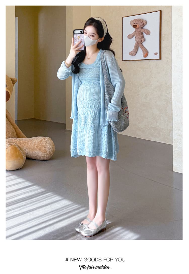 실사 이른 가을 새로운 임산부 투피스 세트 몸매 가꾸기 니트 조끼 스커트 라이 경기 서울 주간 실크 맨위 임산부 세트 상세 이미지 13