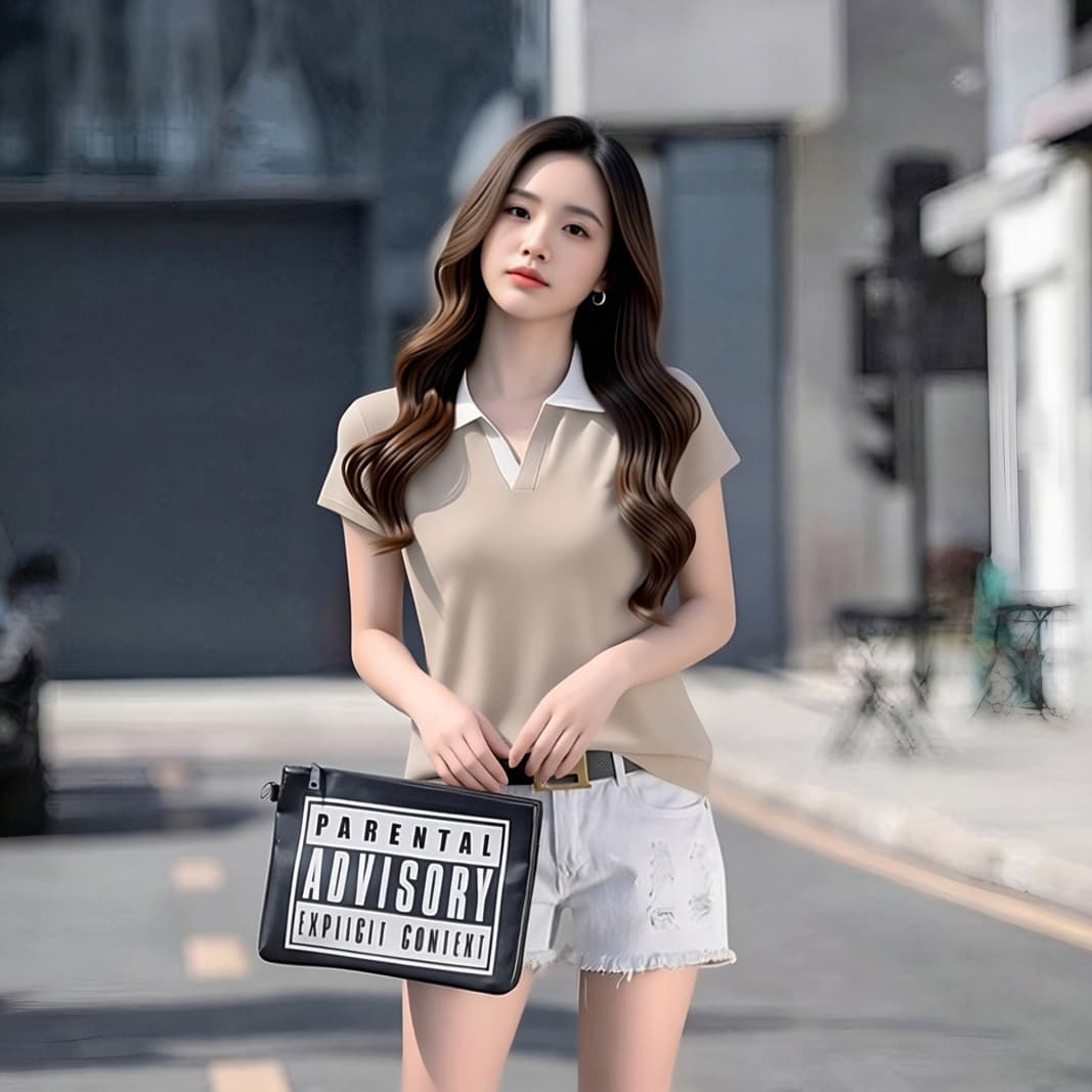 한 부서 출퇴근 바람 배색 POLO 칼라 얼음 실크 니트 반팔 여성 여름 프랑스식 캐주얼 다용도 루즈핏 일상 맨위 상세 이미지 8
