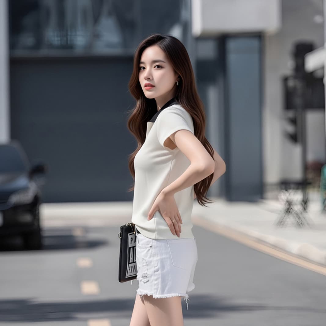 한 부서 출퇴근 바람 배색 POLO 칼라 얼음 실크 니트 반팔 여성 여름 프랑스식 캐주얼 다용도 루즈핏 일상 맨위 상세 이미지 9