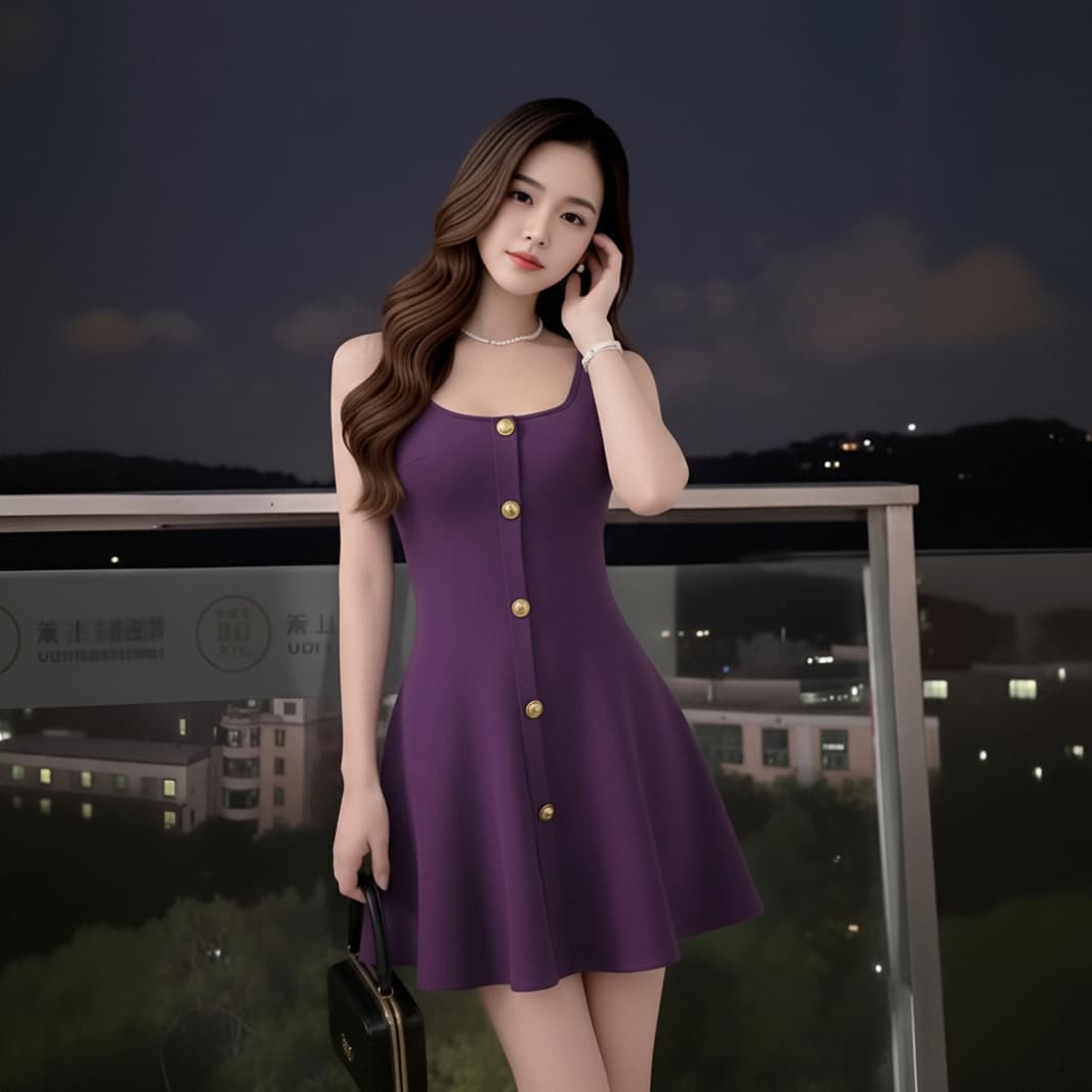 빅 사이즈 여성 의류 지방 mm 프랑스식 광장 칼라 민소매 조끼 원피스 2026 여름 허리 수축 슬림해 보이는 품격 미니 스커트 이미지 5