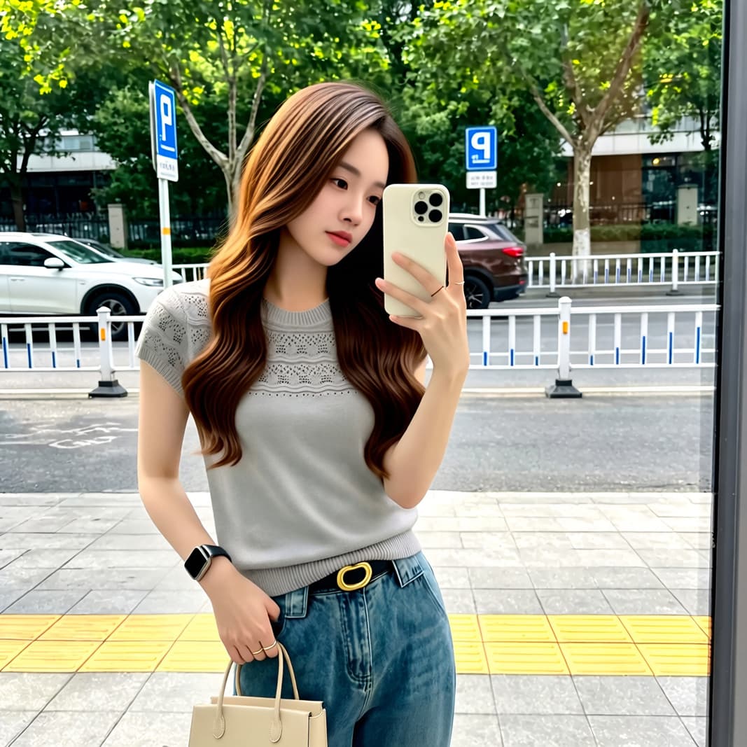 고유 한 아름다운 얇은 스타일 니트 스웨터 반팔 여성 여름 디자인 센스 자수 홀로우 아웃 맨위 상세 이미지 11