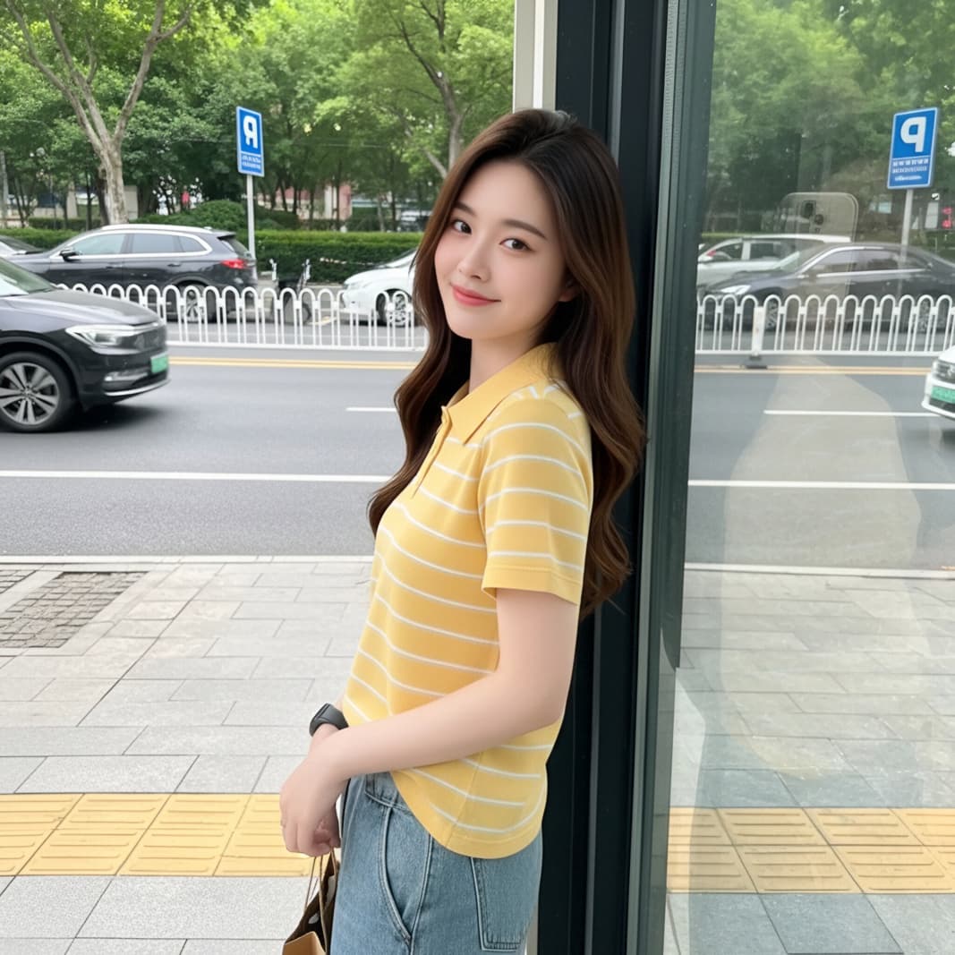 패션 폴로 칼라 스트라이프 패치워크 반팔 니트 스웨터 여성 2026 여름 새로운 세련된 연령 감소 다용도 품격 작은 셔츠 이미지 3