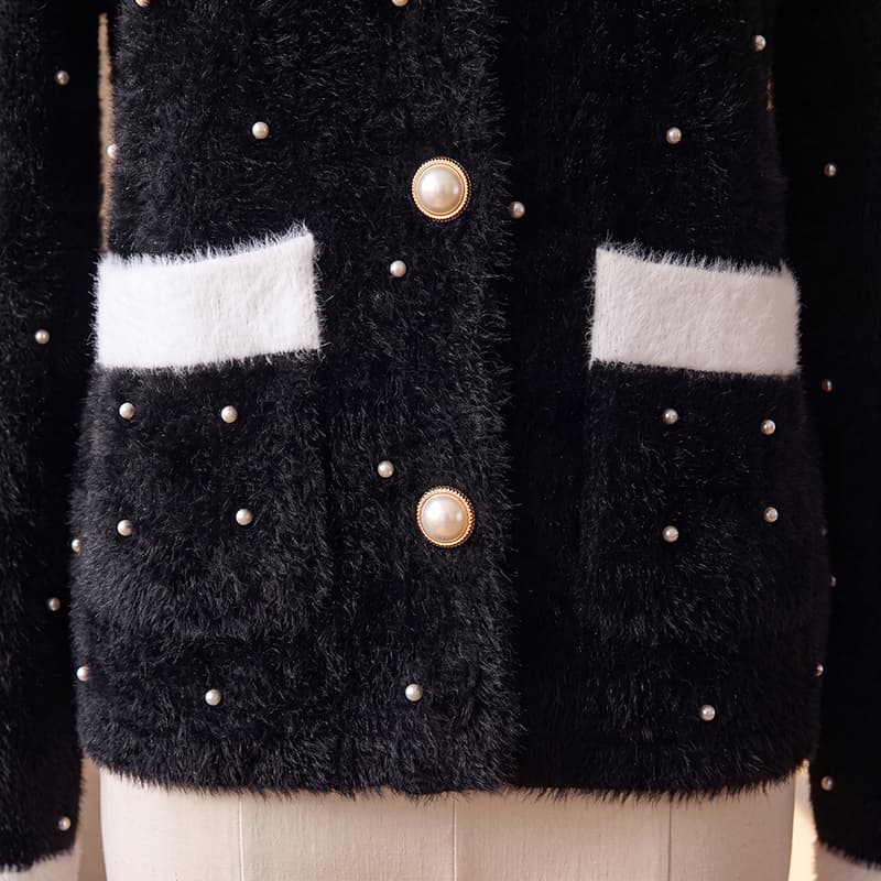 실사 모방 밍크 플리스 작은 샤넬 스타일 카디건 코트 여성 짧은 가을 겨울 새로운 프랑스식 작은 대중 맨위 스웨터 코트 상세 이미지 9