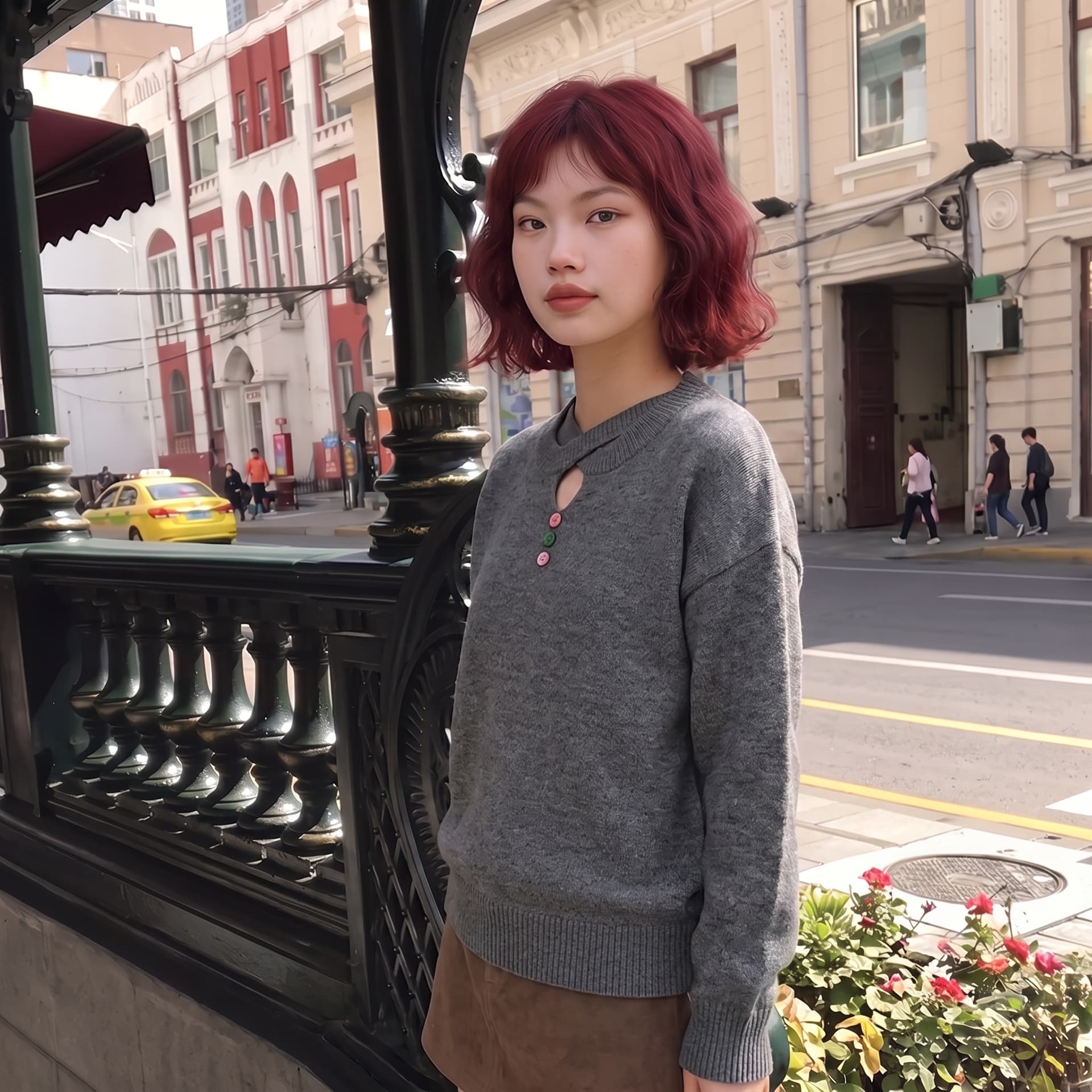 실사 한 부서 고급 센스 배색 라운드 넥 니트 스웨터 가을 겨울 새로운 빅 사이즈 품격 연령 감소 다용도 맨위 여성 이미지 4
