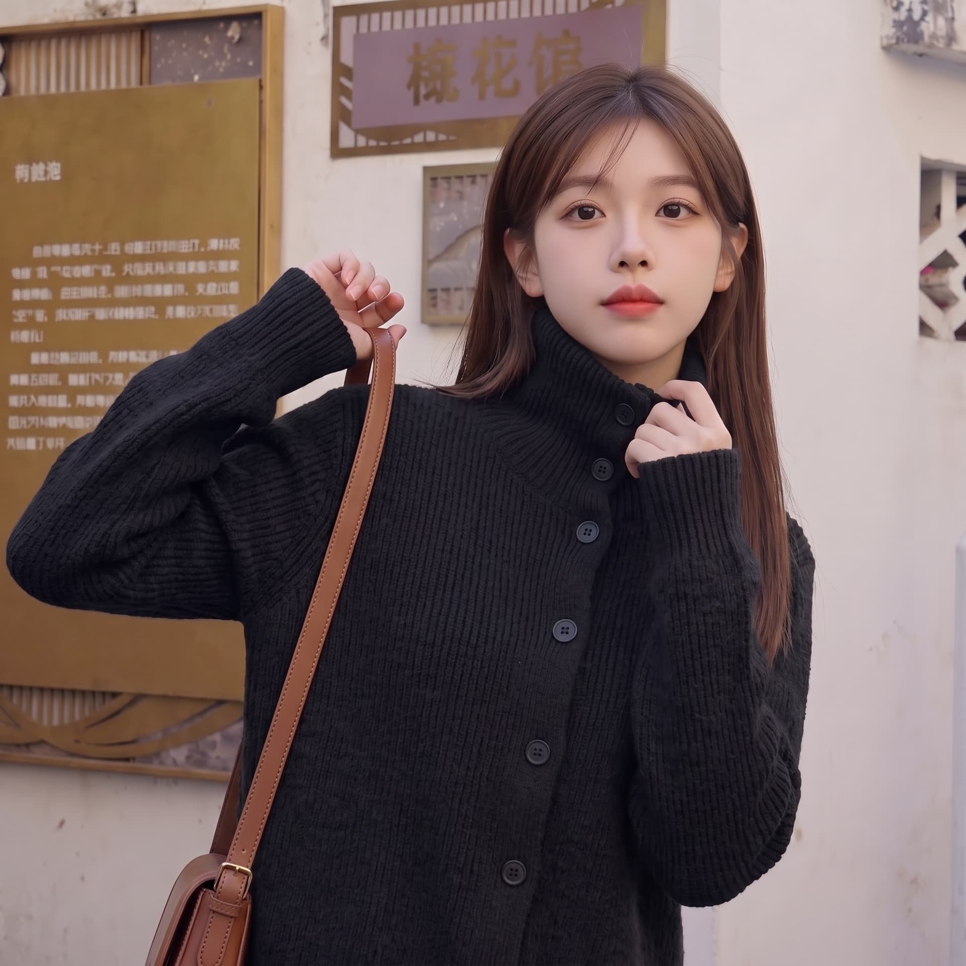 자매 바람 실사 터틀넥 단색 니트 스웨터 여성 2026 겨울 새로운 고급 센스 슬림해 보이는 레트로 품격 스웨터 이미지 3