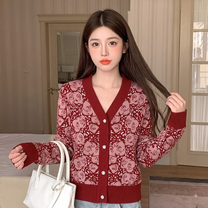 자매 바람 실사 레트로 빅 사이즈 부드러운 찹쌀 V넥 스웨터 코트 맨위 배색 스트라이프 니트 오픈 가디건 여성