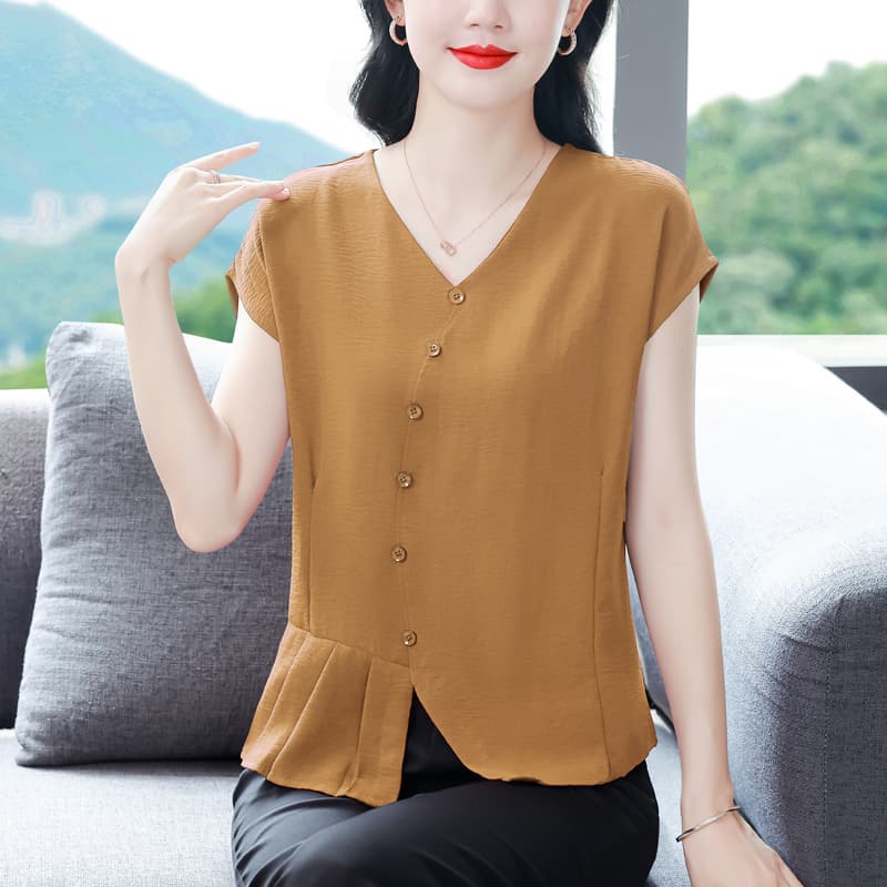 실사 2026 여름 신제품 레이디 디자인 센스 캐주얼 여성 반팔 면 린넨 패션 편안함 슬림해 보이는 작은 셔츠 이미지 2