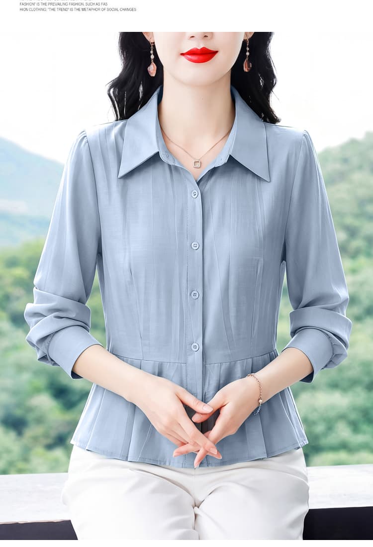 실사 2026 작은 대중 면 린넨 영 엄마 아름다운 허리 수축 단색 다용도 여성 긴팔 맨위 상세 이미지 16