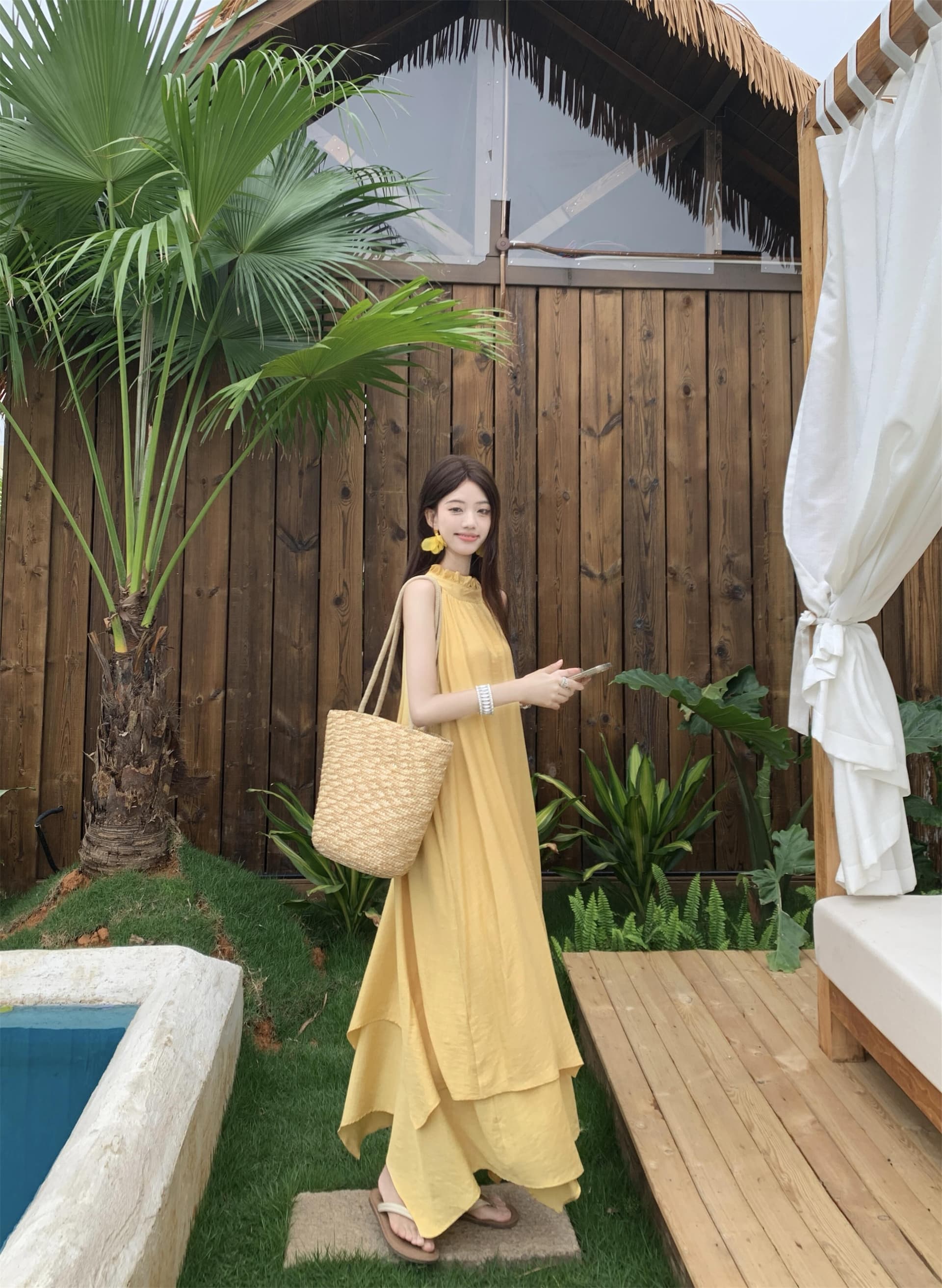 실사 정가 아름다운 치마 치마 행침 목 여성 드레스 여름 해변가 휴가 바람 슈퍼 잘 생긴 계단식 공주 드레스 상세 이미지 13