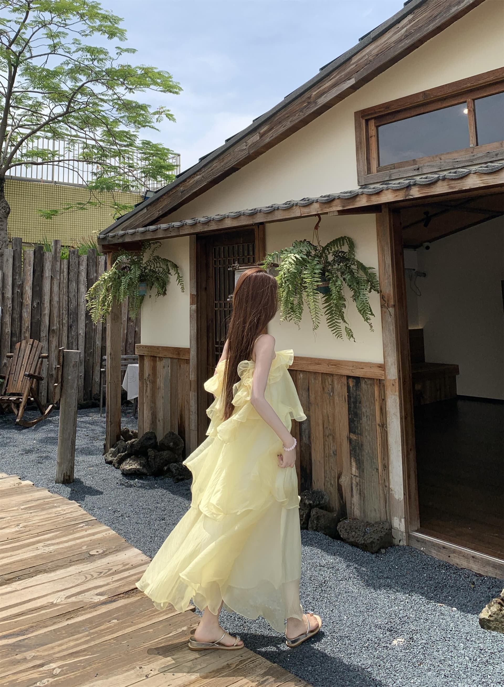실사 정가 새로운 휴가 바람 분위기 센스 3 차원 프릴 질감 광택 요정 치마 여성 드레스 이미지 4