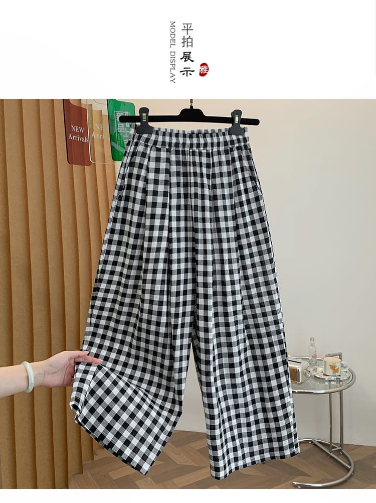 2026 실사 이른 가을 새로운 캐주얼 문예 와이드 레그 팬츠 무 체크무늬 바지 상세 이미지 8