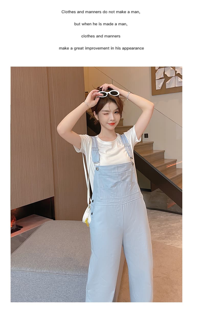 도파민 학생 새로운 클래스 서비스 팀 서비스 클래식 핏 스타일 루즈핏 워크웨어 멜빵 바지 세트 여성 캐주얼 바지 상세 이미지 11