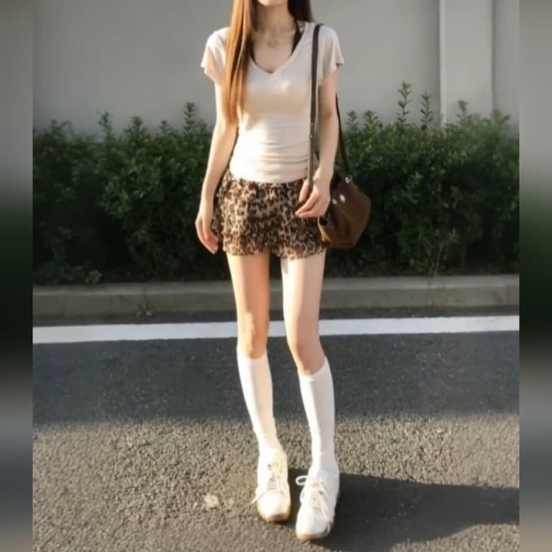 레오파드 무늬 프릴 케이크 반신 스커트 여성 여름 아메리칸 핫걸 바람 하이웨이스트 한 마디 미니 스커트 작은 키 연령 감소 다용도 이미지 2