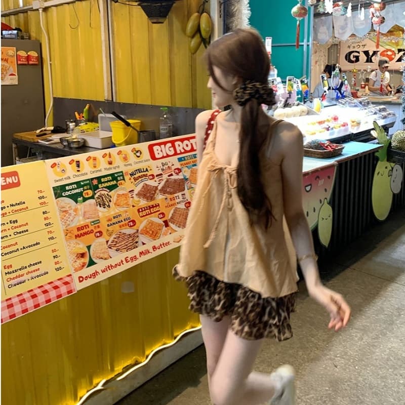 callmeear 레오파드 무늬 깨진 플리트 스커트 아메리칸 핫걸 반신 스커트 이른 봄 새로운 프릴 한 마디 미니 스커트 상세 이미지 2