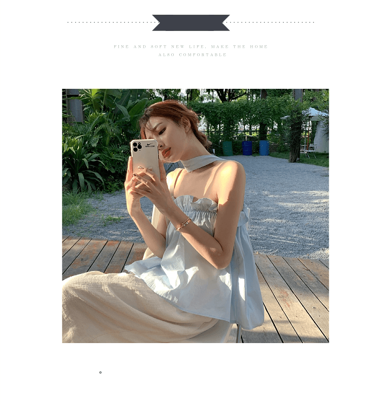 휴가 바람 프랑스식 이슬 쇄골 chic 오프숄더 행침 목 맨위 여성 여름 고급 센스 오프숄더 인터넷 유명인 민소매 티셔츠 상세 이미지 7