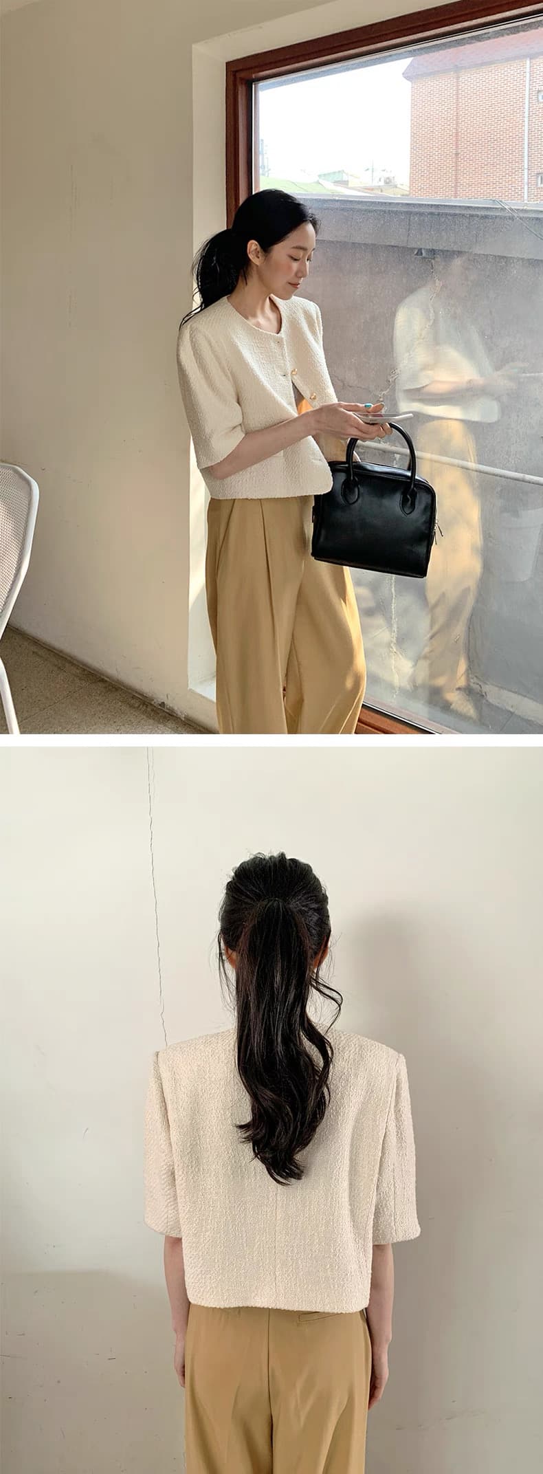 있음 선적 chic 다용도 하트 단추 재킷 상세 이미지 3