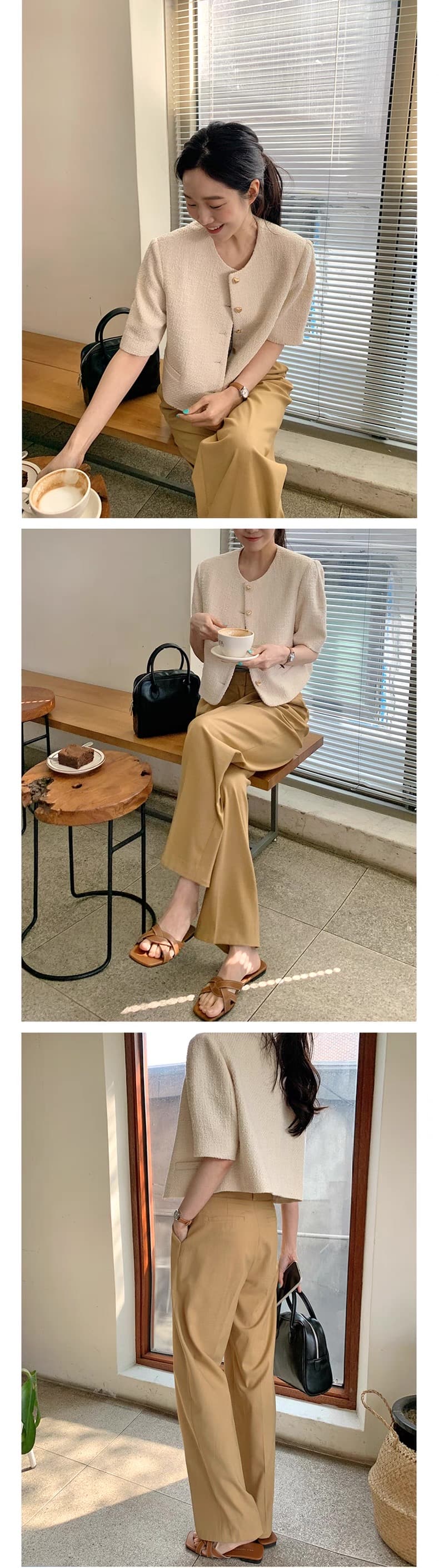 있음 선적 chic 다용도 하트 단추 재킷 상세 이미지 4