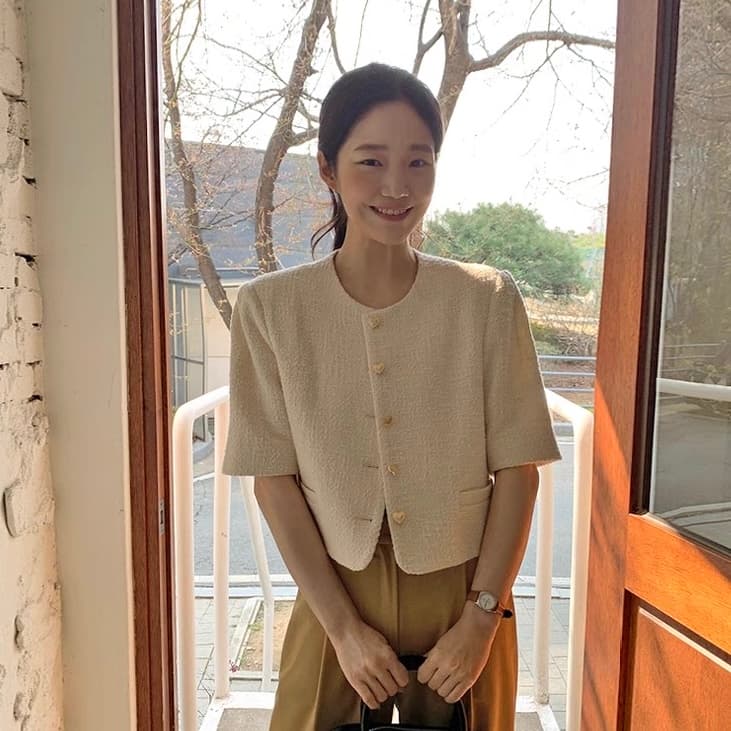 있음 선적 chic 다용도 하트 단추 재킷 이미지 2