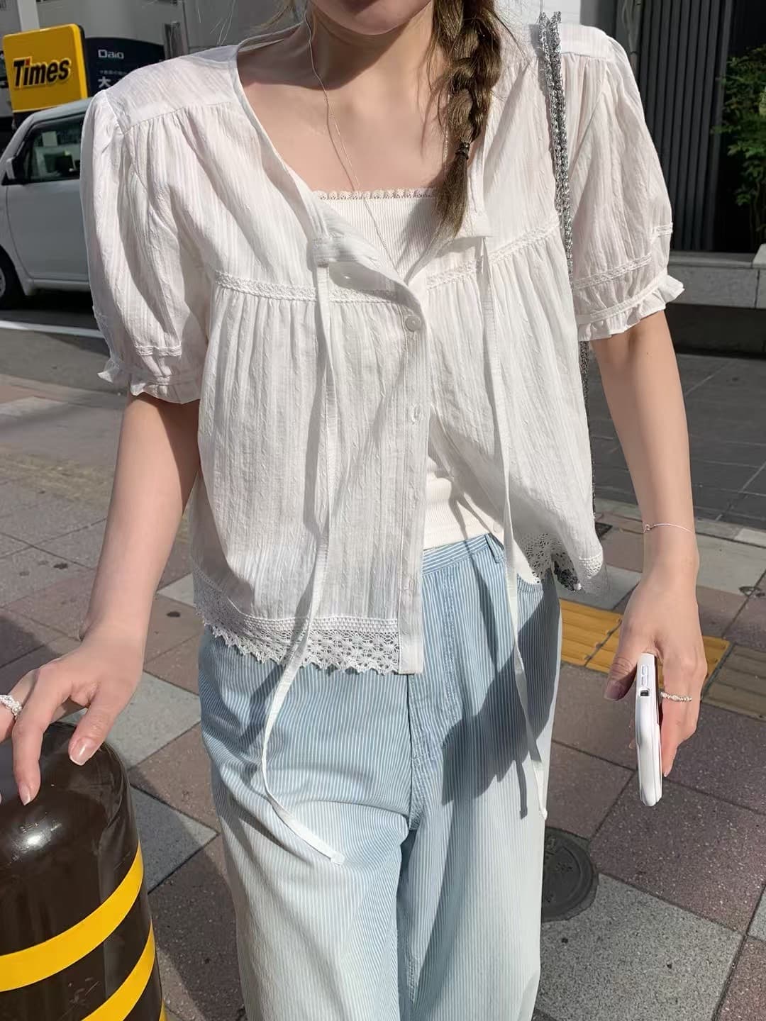 있음 선적 chic 다용도 작은 키 싱글 줄 버튼 셔츠 상세 이미지 23