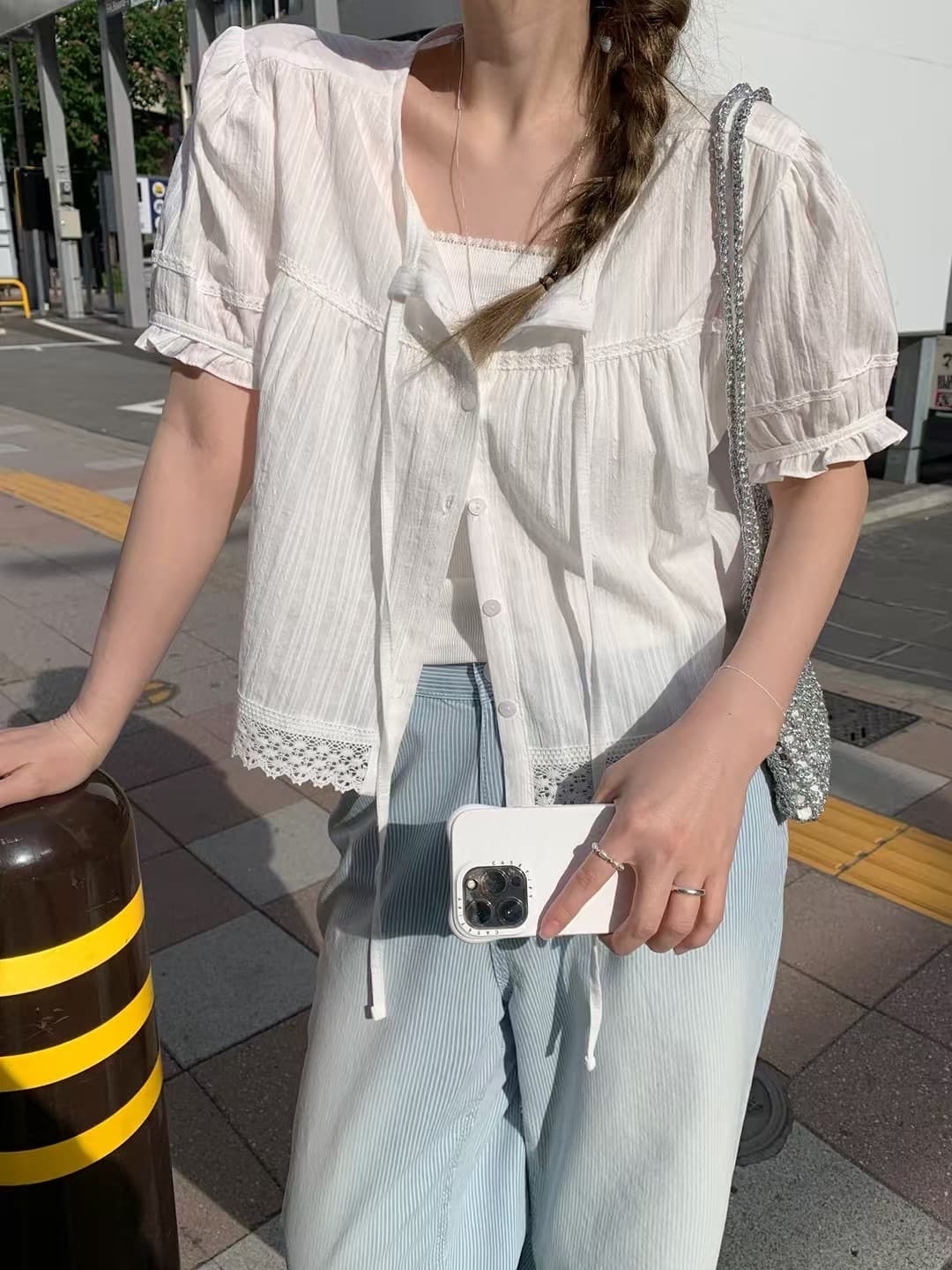 있음 선적 chic 다용도 작은 키 싱글 줄 버튼 셔츠 상세 이미지 24
