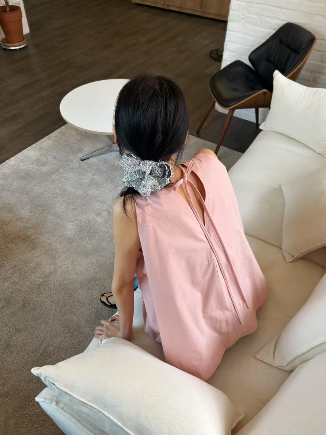 지금 huo chic 다용도 작은 대중 V넥 루즈핏 민소매 조끼 셔츠 맨위 상세 이미지 14