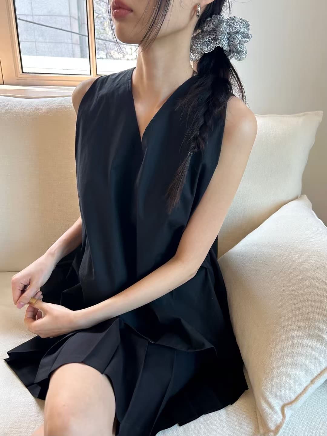 지금 huo chic 다용도 작은 대중 V넥 루즈핏 민소매 조끼 셔츠 맨위 상세 이미지 16