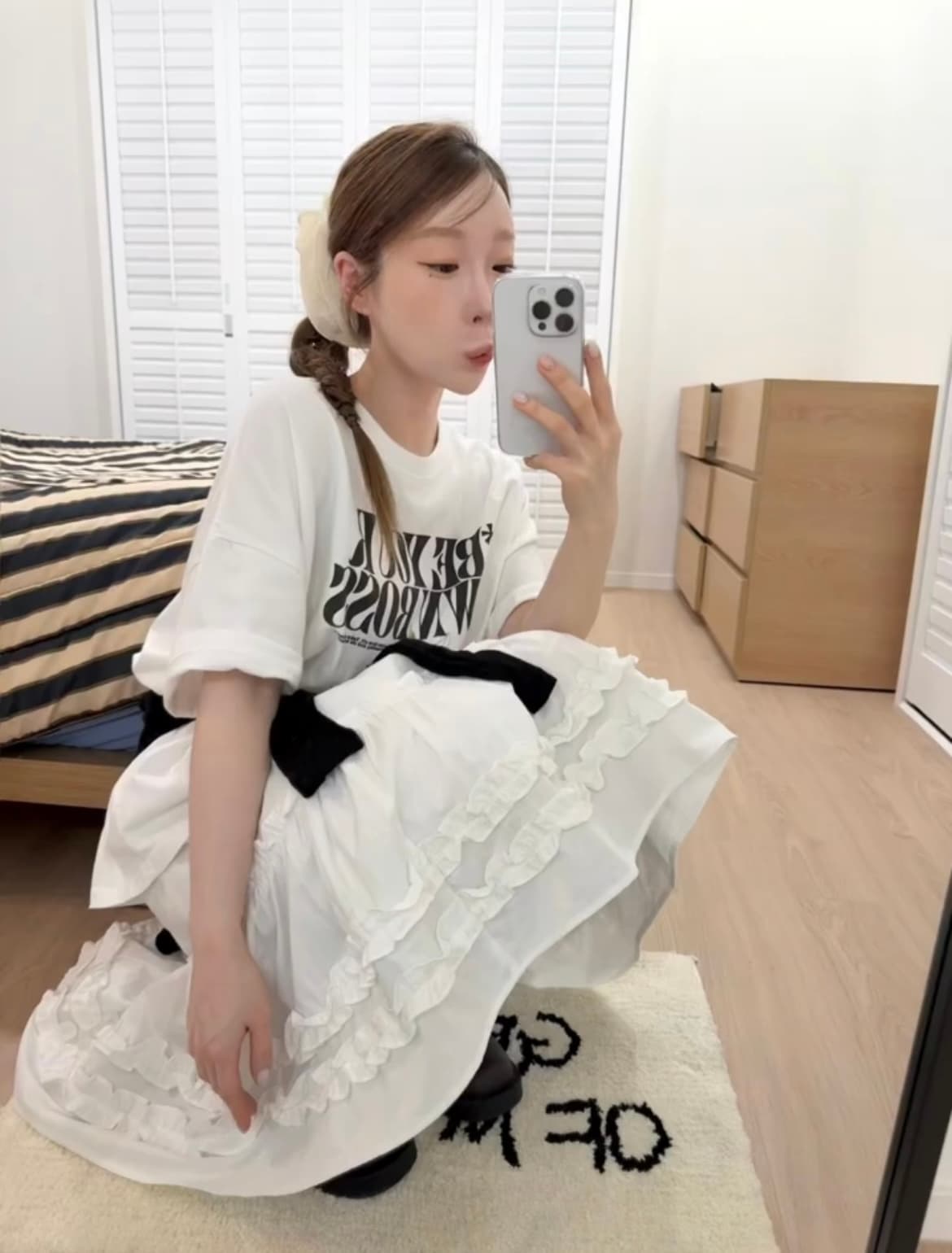 있음 선적 chic 다용도 작은 대중 패션 t+ 프릴 반신 스커트 상세 이미지 1