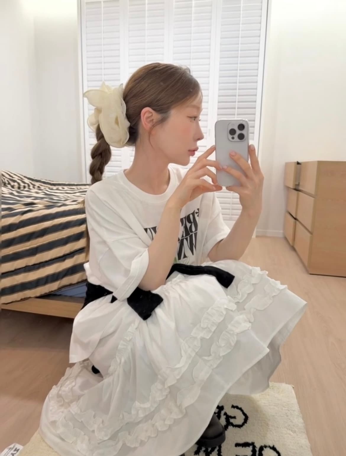 있음 선적 chic 다용도 작은 대중 패션 t+ 프릴 반신 스커트 상세 이미지 2