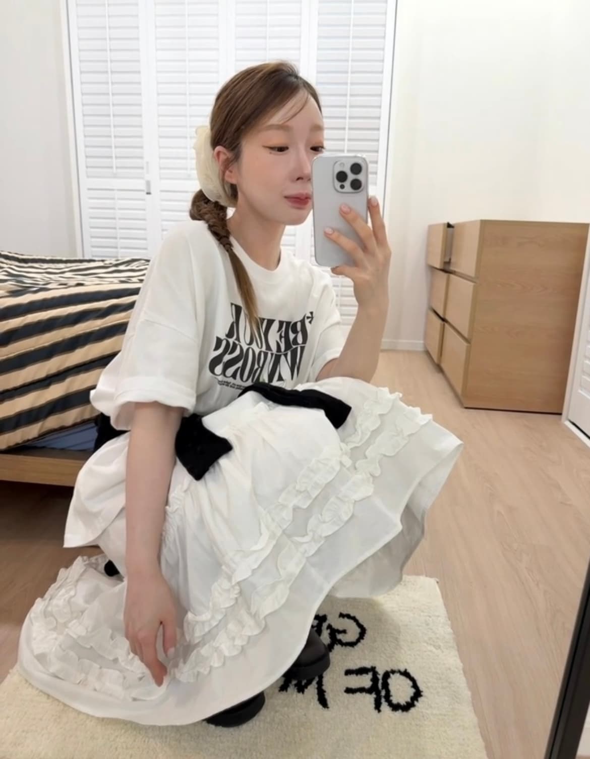 있음 선적 chic 다용도 작은 대중 패션 t+ 프릴 반신 스커트 상세 이미지 3