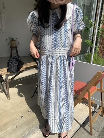 있음 선적 chic 꽃무늬 베이비 칼라 드레스 상세 이미지 7