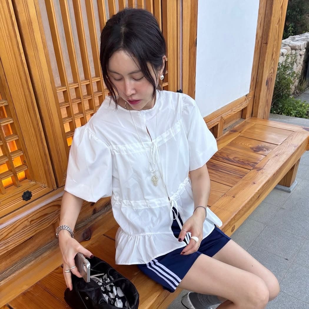 있음 선적 다용도 작은 대중 패션 랜턴 거품 소매 연령 감소 슬림해 보이는 셔츠 이미지 2