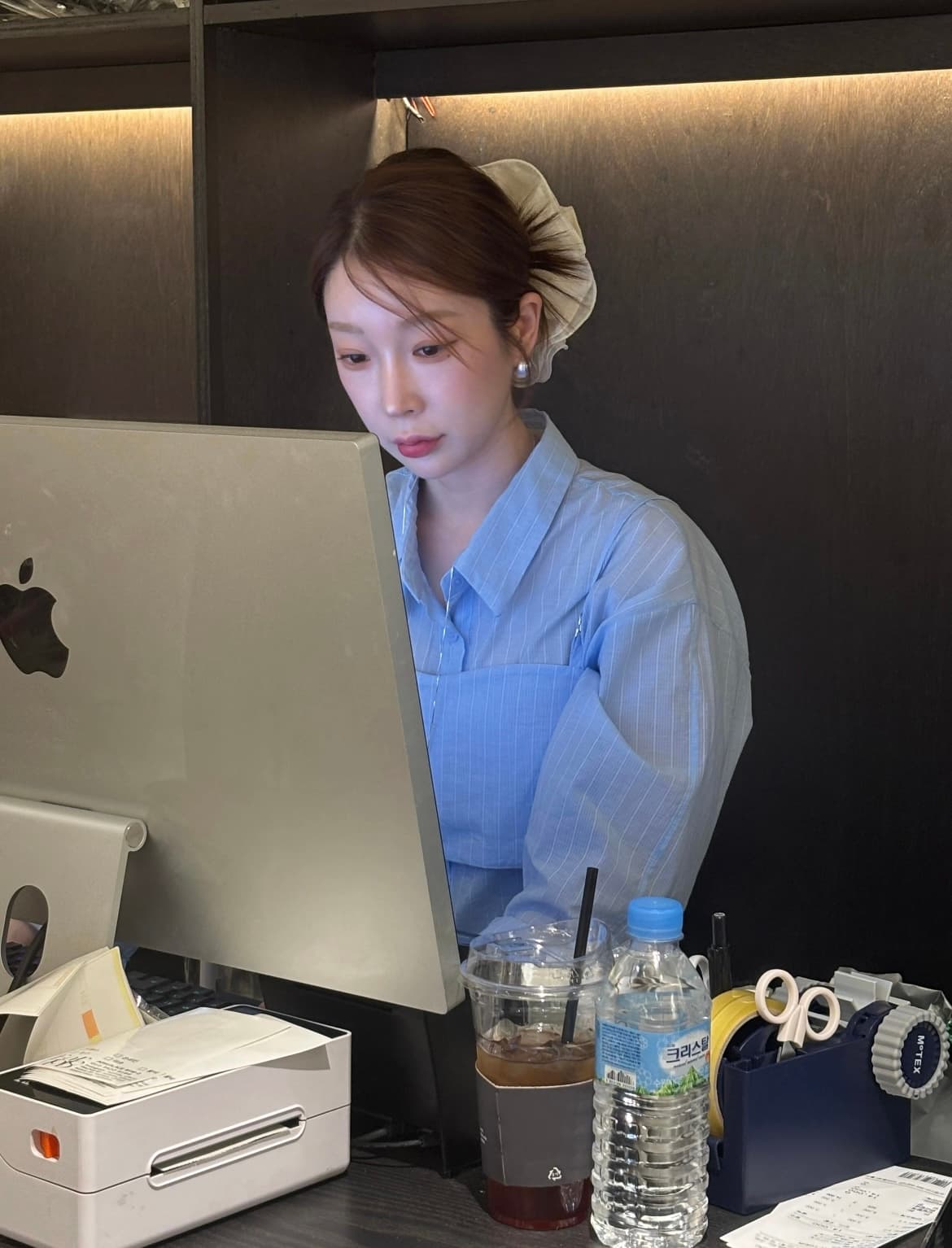 있음 선적 chic 다용도 달콤함 패션 스트라이프 조끼 자외선 차단 셔츠 투피스 세트 상세 이미지 12
