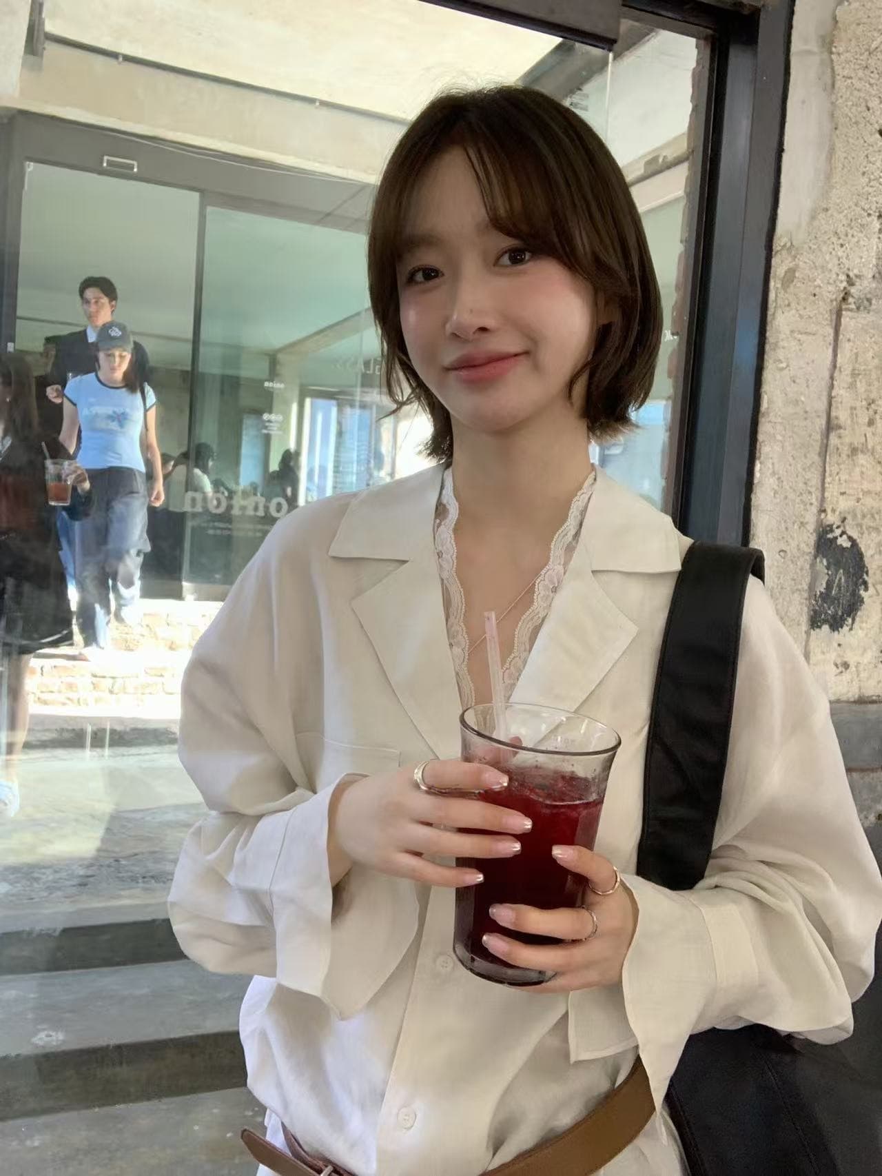 있음 선적 다용도 달콤함 정장 칼라 싱글 줄 버튼 셔츠 상세 이미지 3