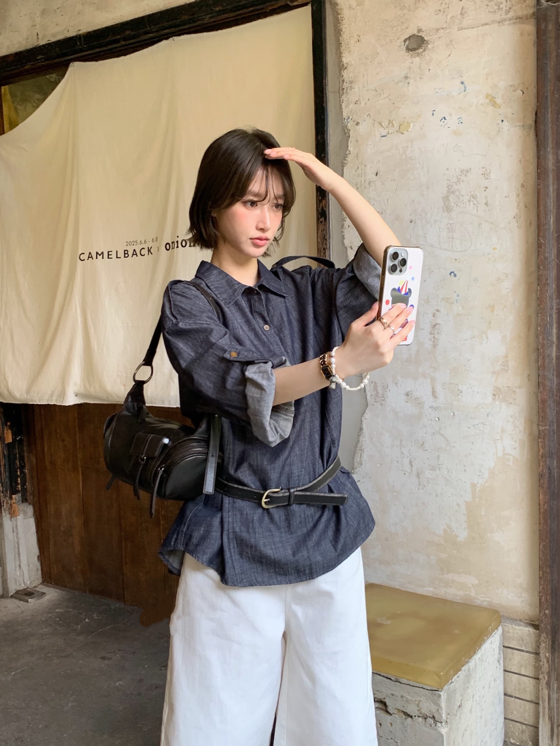 있음 선적 chic 패션 작은 대중 다용도 데님 셔츠 이미지 2