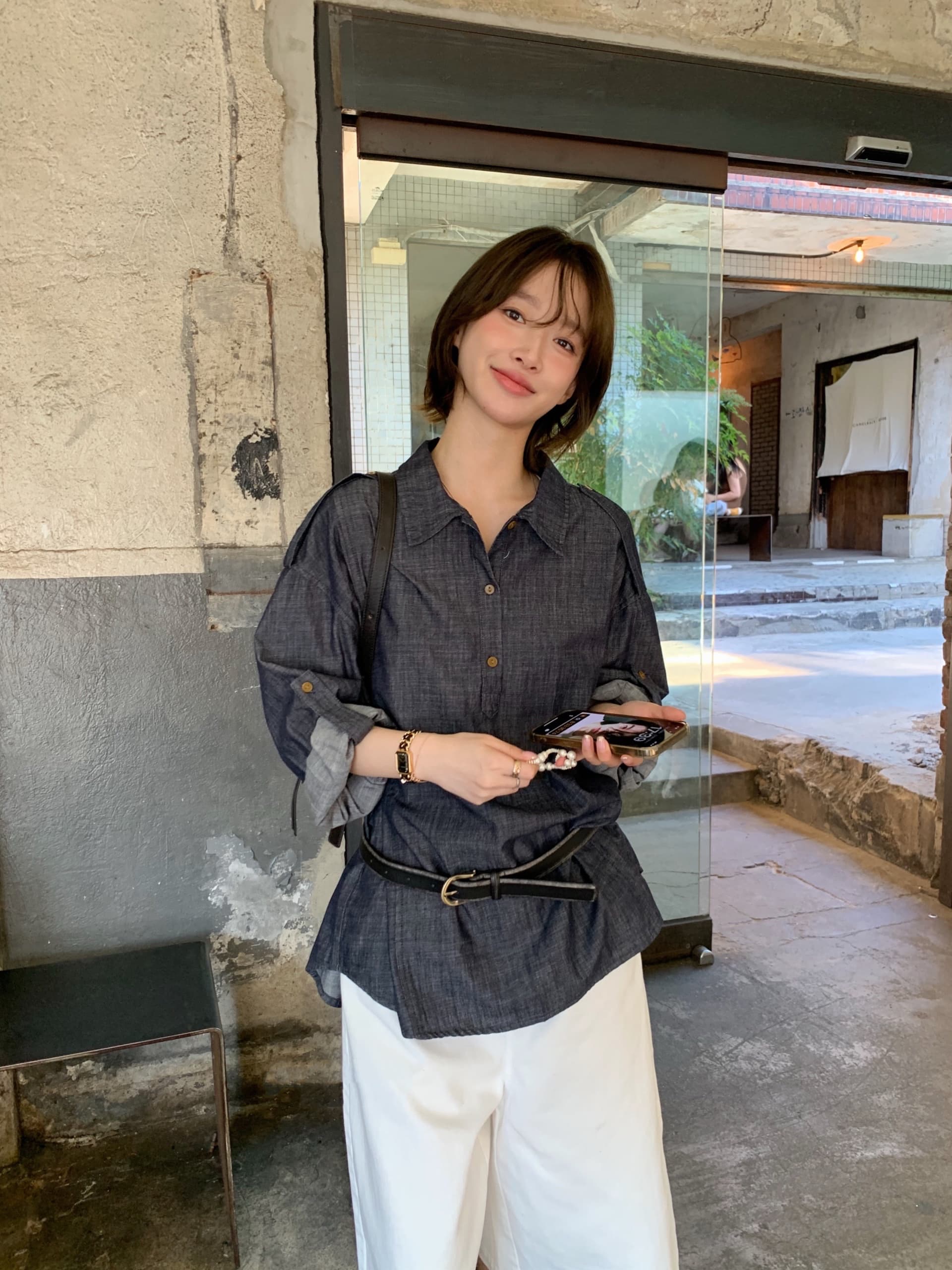 있음 선적 chic 패션 작은 대중 다용도 데님 셔츠 상세 이미지 2