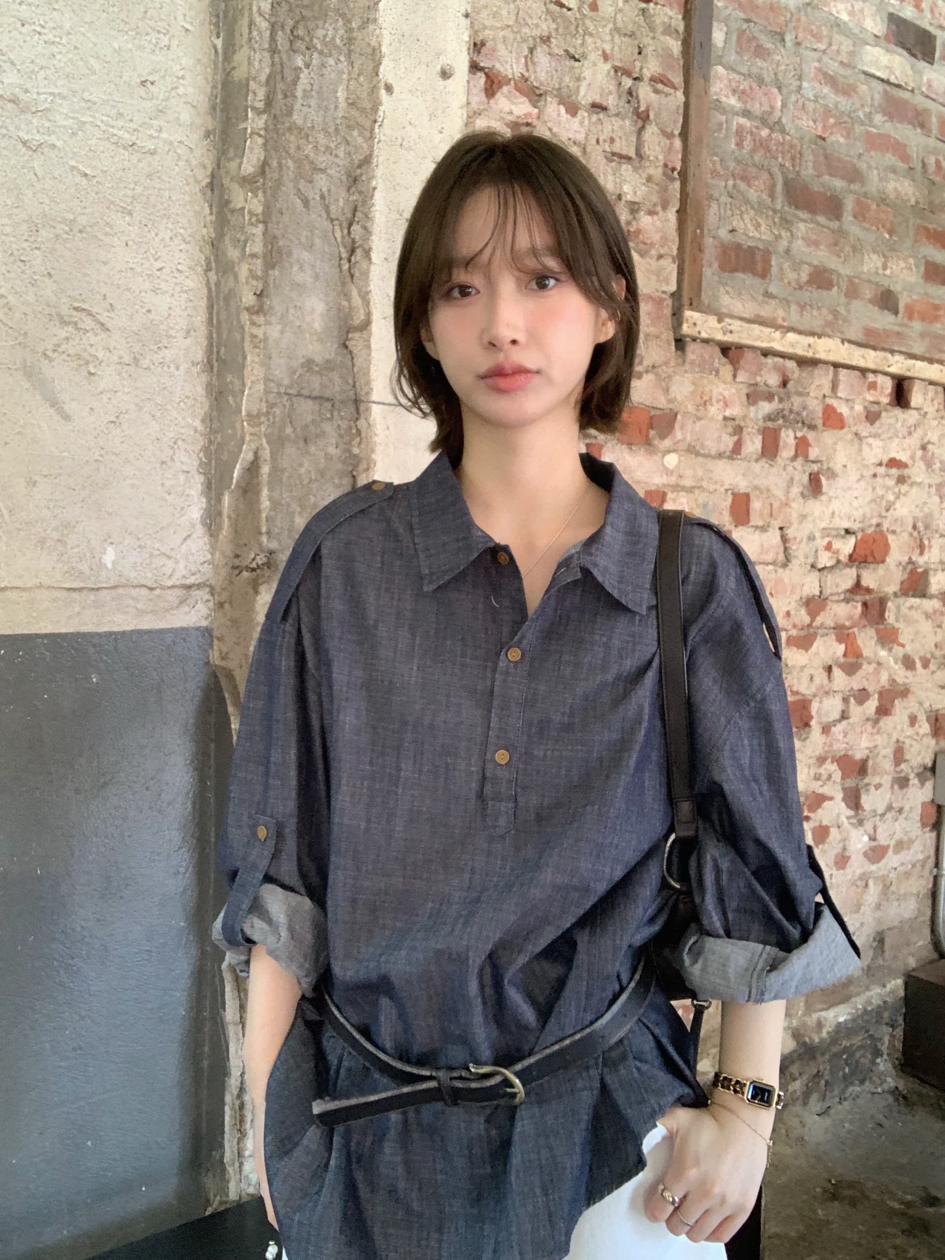 있음 선적 chic 패션 작은 대중 다용도 데님 셔츠 상세 이미지 7