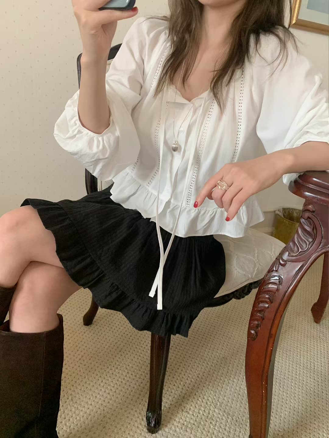 있음 선적 다용도 작은 대중 패션 다용도 달콤함 작은 대중 패션 긴팔 셔츠 상세 이미지 6