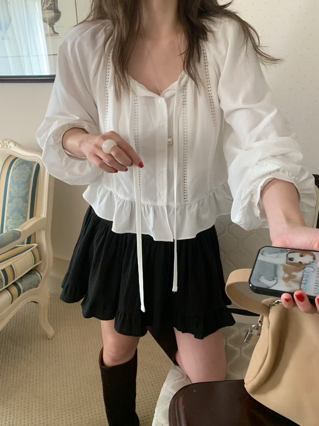 있음 선적 다용도 작은 대중 패션 다용도 달콤함 작은 대중 패션 긴팔 셔츠 상세 이미지 16