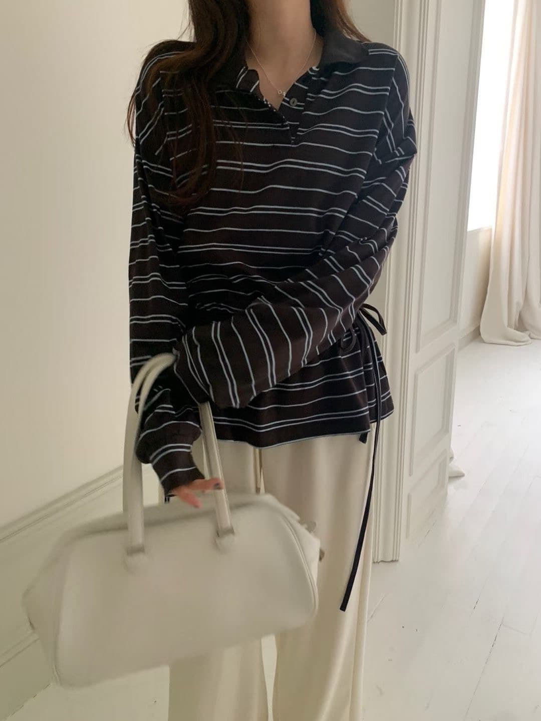 있음 선적 한 부서 chic 다용도 캐주얼 패션 스트라이프 맨위 이미지 2