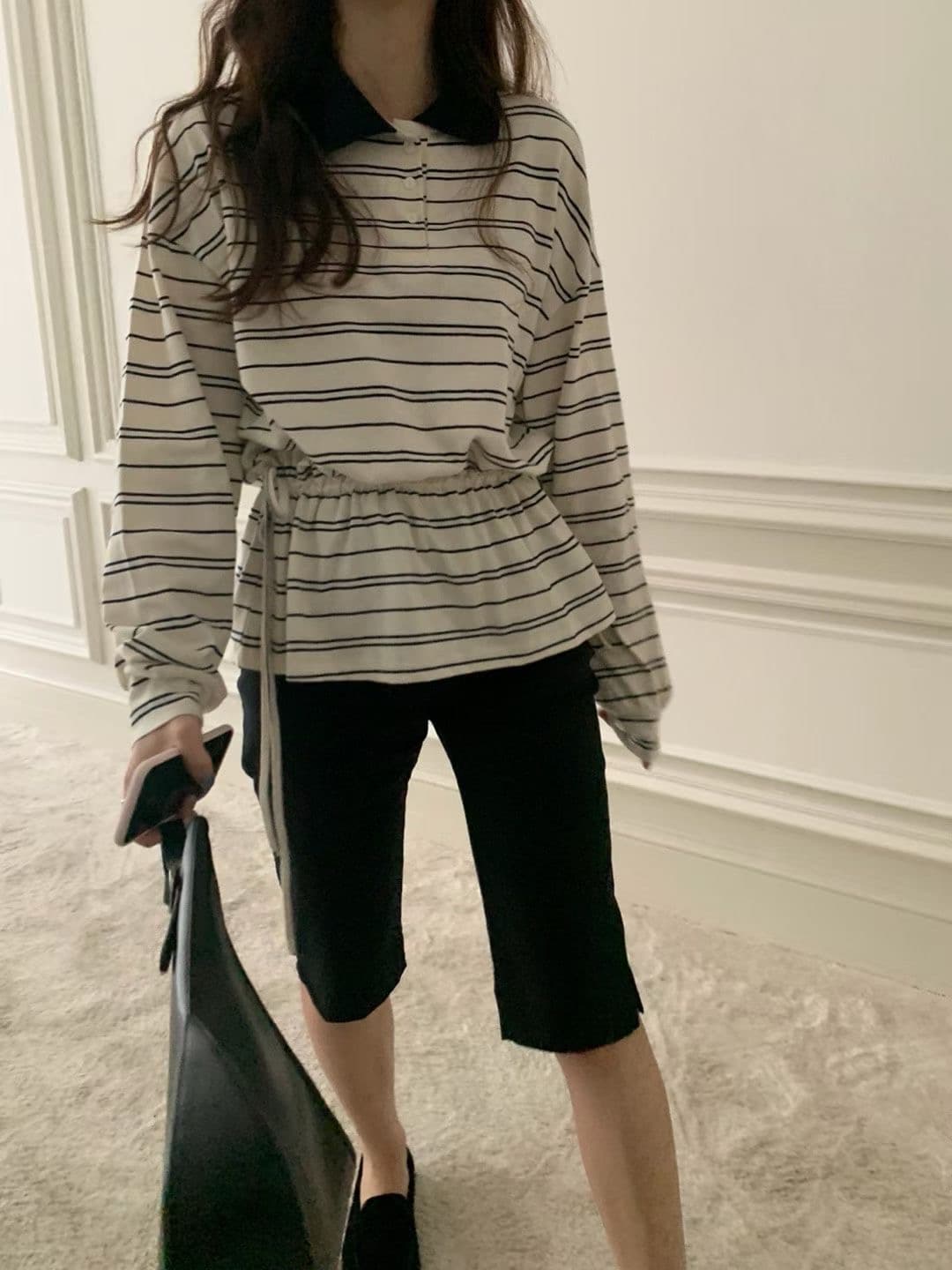있음 선적 한 부서 chic 다용도 캐주얼 패션 스트라이프 맨위 상세 이미지 1
